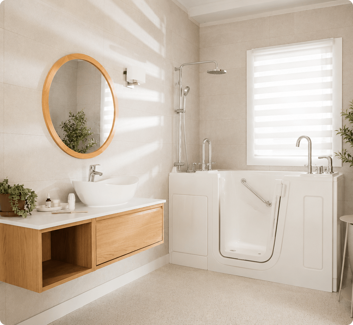 Bathroom with walk-in tub